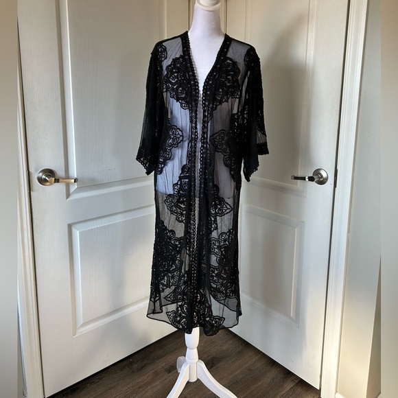 Fairycore Black Lace Cardigan – Women’s Large/XL – Boho Chic Vintage-Inspired” - Picture 5 of 10